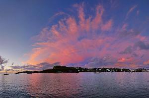 Cloud flare at sunset Noumea