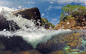 Over Underwater of the Carenage River waterfall